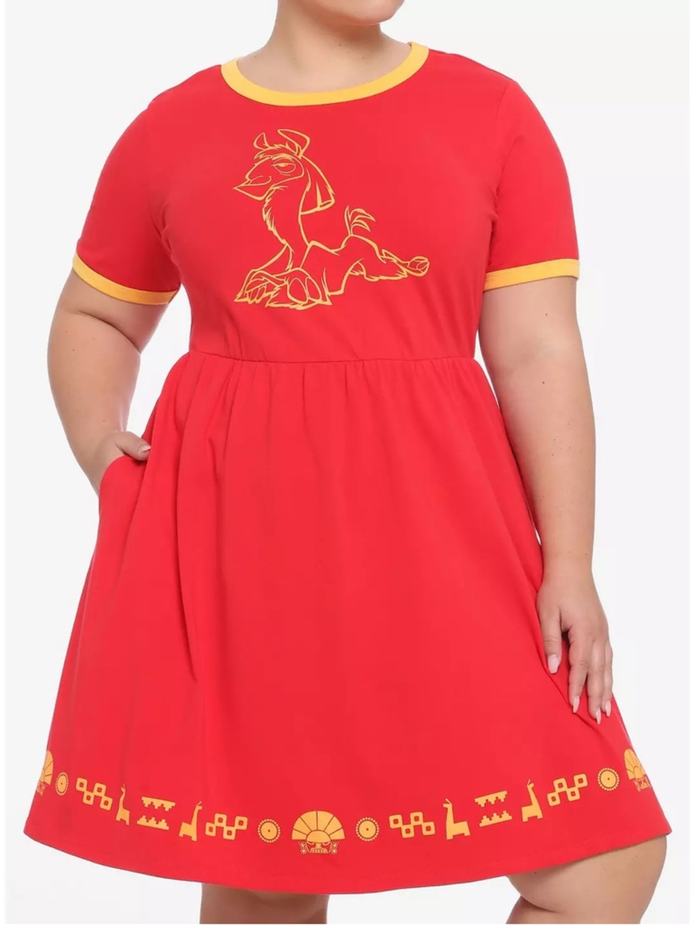 Disney Emperor’s New Groove Kuzco Llama 0X Red Dress with Yellow Accents EUC